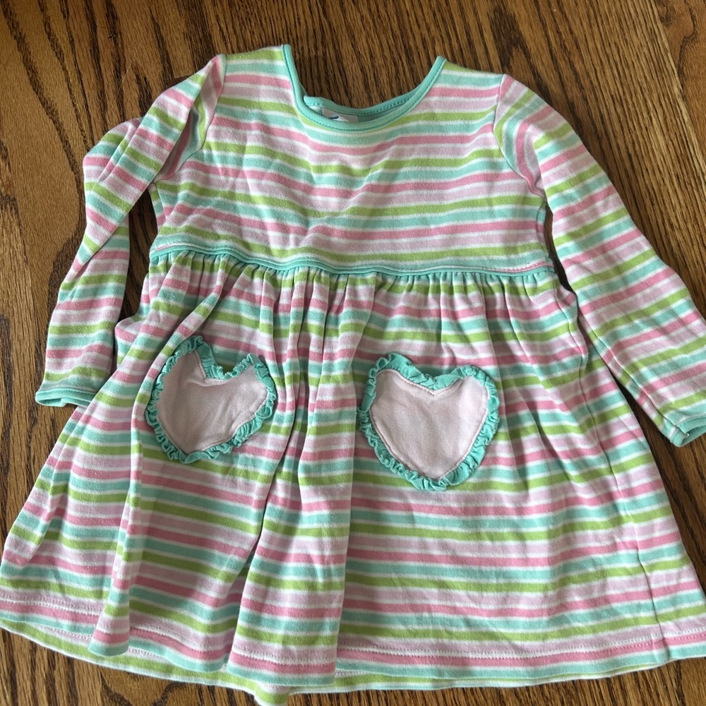 Squiggles Striped Dress with Heart Pockets